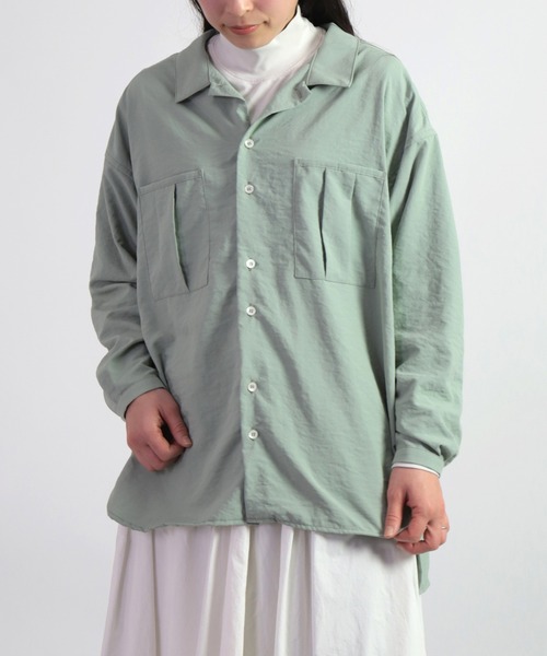 D.M.G.（ドミンゴ）の「[D.M.G. / ディーエムジー] 45Sブロード エアフロートロンシャツ（シャツ/ブラウス・レディース・ライトピンク/ライトグリーン/グレイッシュベージュ/ホワイト・3/2）」の3枚目の写真