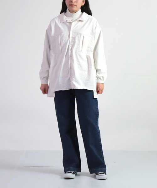 D.M.G.（ドミンゴ）の「[D.M.G. / ディーエムジー] 45Sブロード エアフロートロンシャツ（シャツ/ブラウス・レディース・ライトピンク/ライトグリーン/グレイッシュベージュ/ホワイト・3/2）」の9枚目の写真