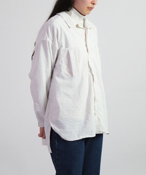 D.M.G.（ドミンゴ）の「[D.M.G. / ディーエムジー] 45Sブロード エアフロートロンシャツ（シャツ/ブラウス・レディース・ライトピンク/ライトグリーン/グレイッシュベージュ/ホワイト・3/2）」の8枚目の写真