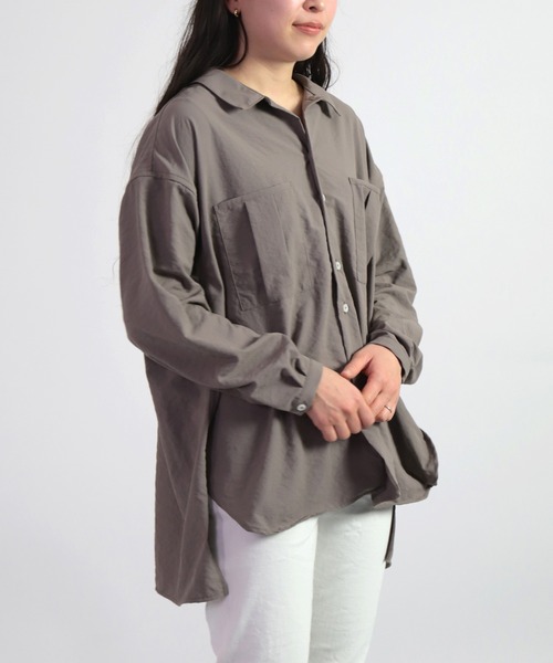 D.M.G.（ドミンゴ）の「[D.M.G. / ディーエムジー] 45Sブロード エアフロートロンシャツ（シャツ/ブラウス・レディース・ライトピンク/ライトグリーン/グレイッシュベージュ/ホワイト・3/2）」の11枚目の写真