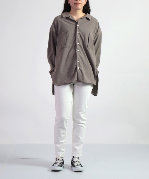 D.M.G.（ドミンゴ）の「[D.M.G. / ディーエムジー] 45Sブロード エアフロートロンシャツ（シャツ/ブラウス・レディース・ライトピンク/ライトグリーン/グレイッシュベージュ/ホワイト・3/2）」の12枚目の写真