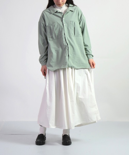 D.M.G.（ドミンゴ）の「[D.M.G. / ディーエムジー] 45Sブロード エアフロートロンシャツ（シャツ/ブラウス・レディース・ライトピンク/ライトグリーン/グレイッシュベージュ/ホワイト・3/2）」の6枚目の写真