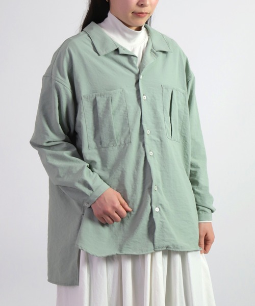 D.M.G.（ドミンゴ）の「[D.M.G. / ディーエムジー] 45Sブロード エアフロートロンシャツ（シャツ/ブラウス・レディース・ライトピンク/ライトグリーン/グレイッシュベージュ/ホワイト・3/2）」の5枚目の写真