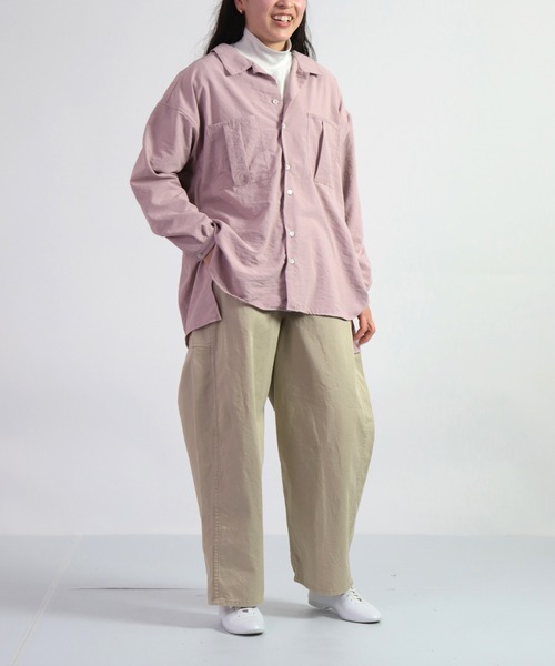 D.M.G.（ドミンゴ）の「[D.M.G. / ディーエムジー] 45Sブロード エアフロートロンシャツ（シャツ/ブラウス・レディース・ライトピンク/ライトグリーン/グレイッシュベージュ/ホワイト・3/2）」の15枚目の写真