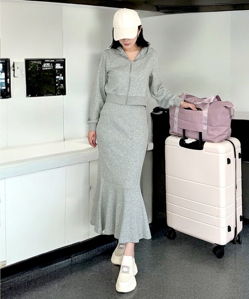 パーカー×マーメイドスカートスウェットセットアップ（ワンピース