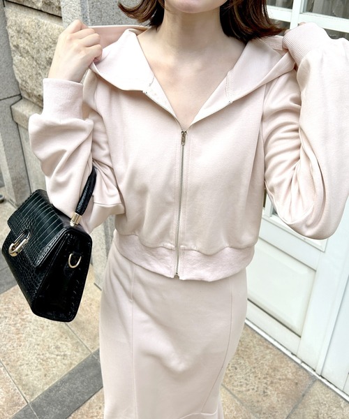 Julia Boutique（ジュリアブティック）の「パーカー×マーメイドスカートスウェットセットアップ（ワンピース・レディース・ホワイト/ピンク/モカ/ブラック/ブルーグレー/グレー・ONE）」の9枚目の写真