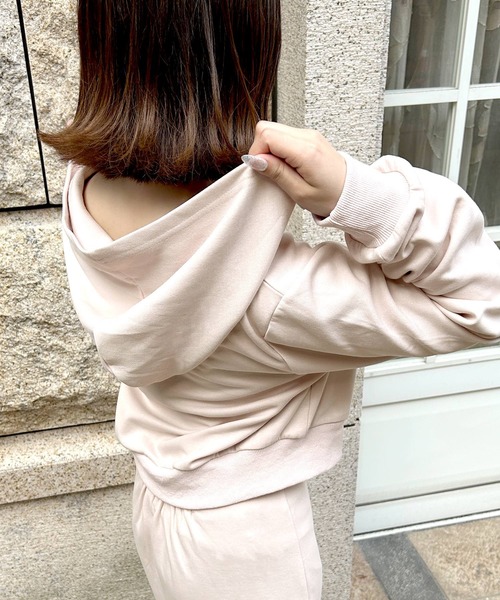 Julia Boutique（ジュリアブティック）の「パーカー×マーメイドスカートスウェットセットアップ（ワンピース・レディース・ホワイト/ピンク/モカ/ブラック/ブルーグレー/グレー・ONE）」の12枚目の写真