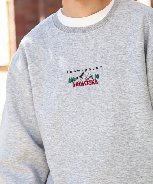 ZIP FIVE（ジップファイブ）の「【ZIP FIVE】 アソートロゴ 刺繍 ビッグシルエット 長袖 スウェット トレーナー（スウェット・メンズ・ネイビー系/グレー系/アイボリー系/杢グレー/グレー系1/アイボリー系1/ホワイト/グレー系2/アイボリー系2/ホワイト系1/ブラック/ホワイト系/ブラック系/チャコール/ネイビー/オートミール・X-LARGE/LARGE/MEDIUM）」の8枚目の写真