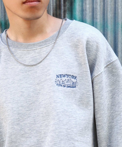 ZIP FIVE（ジップファイブ）の「【ZIP FIVE】 アソートロゴ 刺繍 ビッグシルエット 長袖 スウェット トレーナー（スウェット・メンズ・ネイビー系/グレー系/アイボリー系/杢グレー/グレー系1/アイボリー系1/ホワイト/グレー系2/アイボリー系2/ホワイト系1/ブラック/ホワイト系/ブラック系/チャコール/ネイビー/オートミール・X-LARGE/LARGE/MEDIUM）」の10枚目の写真