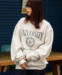 【ZIP FIVE】 アソートロゴ 刺繍 ビッグシルエット 長袖 スウェット トレーナー