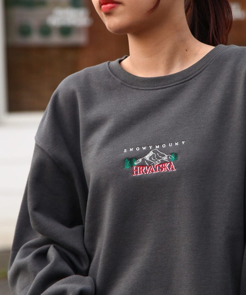 ZIP FIVE（ジップファイブ）の「【ZIP FIVE】 アソートロゴ 刺繍 ビッグシルエット 長袖 スウェット トレーナー（スウェット・メンズ・ネイビー系/グレー系/アイボリー系/杢グレー/グレー系1/アイボリー系1/ホワイト/グレー系2/アイボリー系2/ホワイト系1/ブラック/ホワイト系/ブラック系/チャコール/ネイビー/オートミール・X-LARGE/LARGE/MEDIUM）」の7枚目の写真