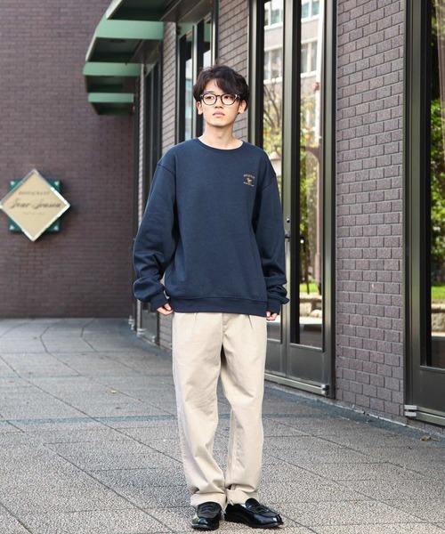ZIP FIVE（ジップファイブ）の「【ZIP FIVE】 アソートロゴ 刺繍 ビッグシルエット 長袖 スウェット トレーナー（スウェット・メンズ・ネイビー系/グレー系/アイボリー系/杢グレー/グレー系1/アイボリー系1/ホワイト/グレー系2/アイボリー系2/ホワイト系1/ブラック/ホワイト系/ブラック系/チャコール/ネイビー/オートミール・X-LARGE/LARGE/MEDIUM）」の21枚目の写真