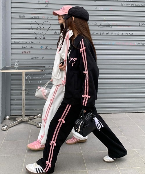 セール】セットアップ サイドラインミニリボンスウェットブルゾン