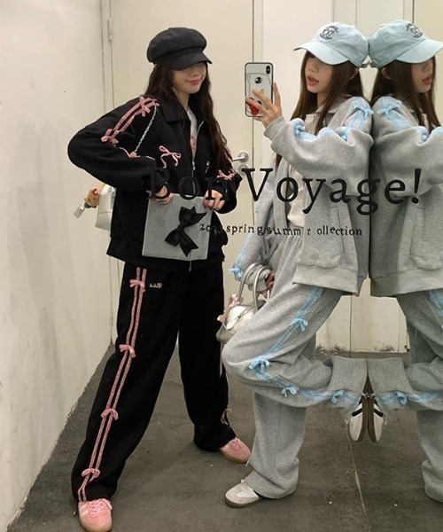 セール】セットアップ サイドラインミニリボンスウェットブルゾン