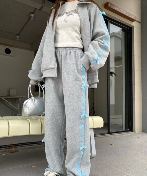 セール】セットアップ サイドラインミニリボンスウェットブルゾン