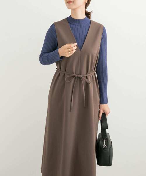 URBAN RESEARCH DOORS（アーバンリサーチドアーズ）の「『UR TECH』ツイルフレアジャンパースカート（ワンピース・レディース・チェック/モカ・MEDIUM）」の5枚目の写真