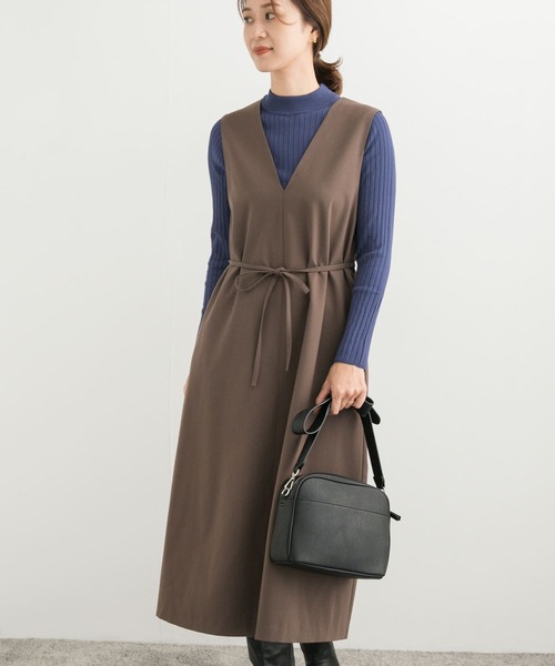 URBAN RESEARCH DOORS（アーバンリサーチドアーズ）の「『UR TECH』ツイルフレアジャンパースカート（ワンピース・レディース・チェック/モカ・MEDIUM）」の6枚目の写真