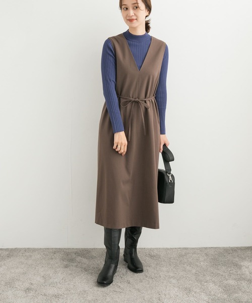 URBAN RESEARCH DOORS（アーバンリサーチドアーズ）の「『UR TECH』ツイルフレアジャンパースカート（ワンピース・レディース・チェック/モカ・MEDIUM）」の8枚目の写真