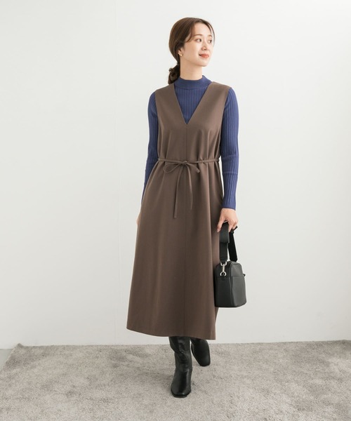 URBAN RESEARCH DOORS（アーバンリサーチドアーズ）の「『UR TECH』ツイルフレアジャンパースカート（ワンピース・レディース・チェック/モカ・MEDIUM）」の9枚目の写真