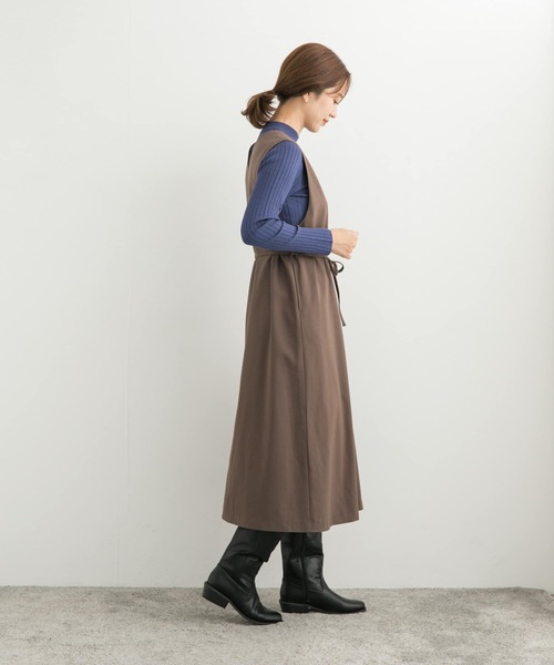 URBAN RESEARCH DOORS（アーバンリサーチドアーズ）の「『UR TECH』ツイルフレアジャンパースカート（ワンピース・レディース・チェック/モカ・MEDIUM）」の14枚目の写真