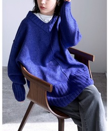 オーバーサイズ」に該当するレディースのニット/セーター（ブルー