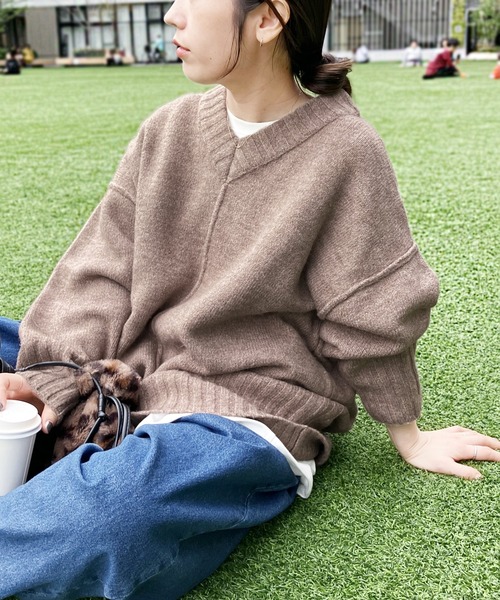 reca（レカ）の「Vネックオーバーサイズニット（ニット/セーター