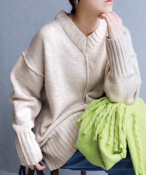 セール】Vネックオーバーサイズニット（ニット/セーター）｜reca（レカ