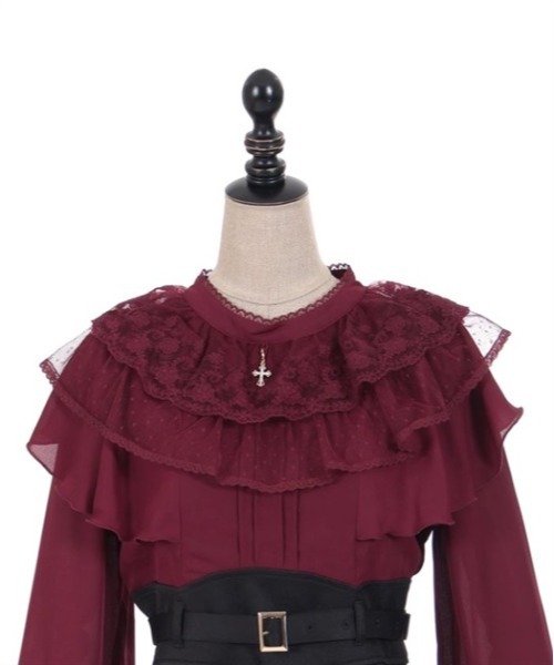 axes femme POETIQUE（アクシーズファムポエティック）の「【サブカル】ケープデザインシスターワンピース（ワンピース・レディース・ワイン/ブラック/キナリ・MEDIUM）」の10枚目の写真