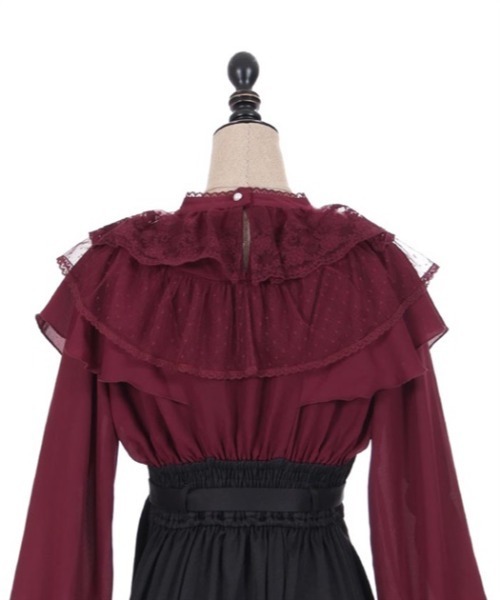 axes femme POETIQUE（アクシーズファムポエティック）の「【サブカル】ケープデザインシスターワンピース（ワンピース・レディース・ワイン/ブラック/キナリ・MEDIUM）」の14枚目の写真