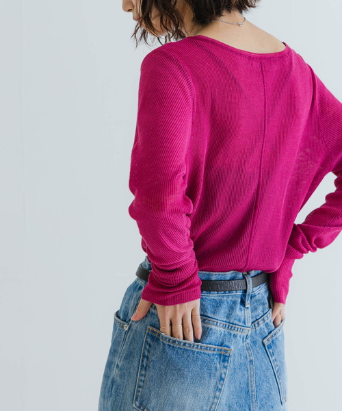 URBAN RESEARCH（アーバンリサーチ）の「ドライウールボートネックニット（ニット/セーター・レディース・ピンク/ブラウン/グレー・FREE）」の4枚目の写真