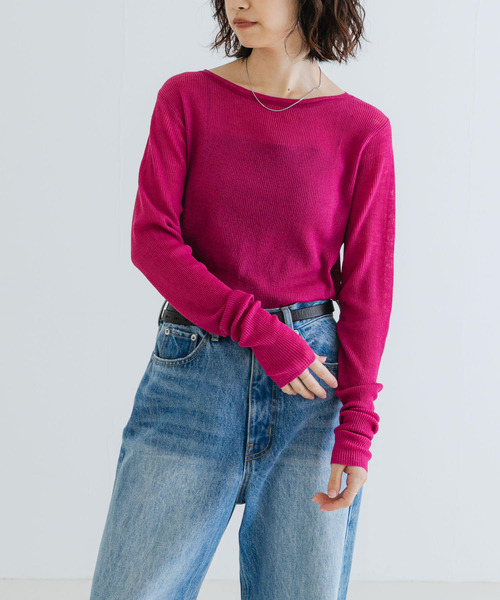 URBAN RESEARCH（アーバンリサーチ）の「ドライウールボートネックニット（ニット/セーター・レディース・ピンク/ブラウン/グレー・FREE）」の5枚目の写真