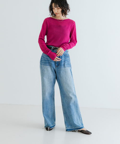 URBAN RESEARCH（アーバンリサーチ）の「ドライウールボートネックニット（ニット/セーター・レディース・ピンク/ブラウン/グレー・FREE）」の6枚目の写真