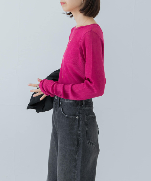 URBAN RESEARCH（アーバンリサーチ）の「ドライウールボートネックニット（ニット/セーター・レディース・ピンク/ブラウン/グレー・FREE）」の14枚目の写真