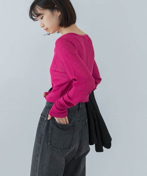 URBAN RESEARCH（アーバンリサーチ）の「ドライウールボートネックニット（ニット/セーター・レディース・ピンク/ブラウン/グレー・FREE）」の15枚目の写真