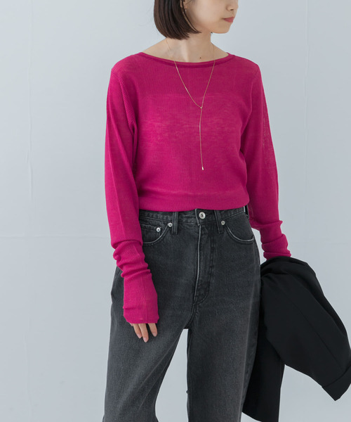 URBAN RESEARCH（アーバンリサーチ）の「ドライウールボートネックニット（ニット/セーター・レディース・ピンク/ブラウン/グレー・FREE）」の16枚目の写真