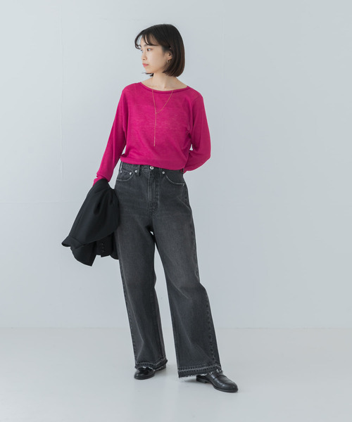 URBAN RESEARCH（アーバンリサーチ）の「ドライウールボートネックニット（ニット/セーター・レディース・ピンク/ブラウン/グレー・FREE）」の18枚目の写真