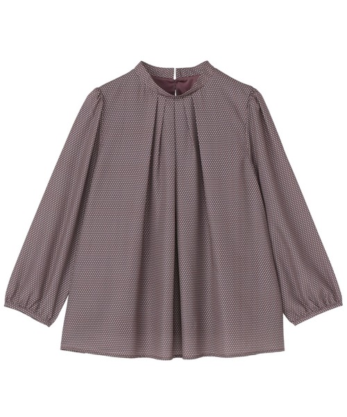 TOKYO SHIRTS（トウキョウシャツ）の「前タックプリント レディース長袖ブラウス（Tシャツ/カットソー・レディース・ベージュ/ブラウン・M/L）」の2枚目の写真