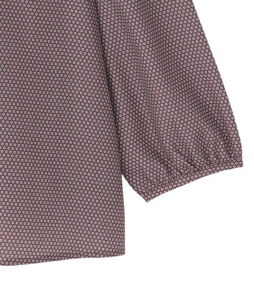 TOKYO SHIRTS（トウキョウシャツ）の「前タックプリント レディース長袖ブラウス（Tシャツ/カットソー・レディース・ベージュ/ブラウン・M/L）」の4枚目の写真