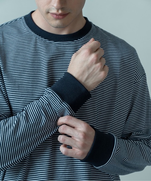 Be.Nection（ビネクション）の「SHORT CUT MULTI BODER LONG SLEEVE T-HIRTS/ショートカットマルチボーダーロンT（Tシャツ/カットソー・メンズ・カーキ/ホワイト系その他・MEDIUM/LARGE）」の15枚目の写真