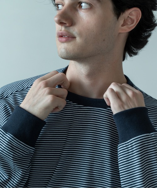 Be.Nection（ビネクション）の「SHORT CUT MULTI BODER LONG SLEEVE T-HIRTS/ショートカットマルチボーダーロンT（Tシャツ/カットソー・メンズ・カーキ/ホワイト系その他・MEDIUM/LARGE）」の16枚目の写真