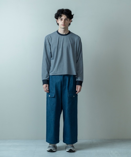 Be.Nection（ビネクション）の「SHORT CUT MULTI BODER LONG SLEEVE T-HIRTS/ショートカットマルチボーダーロンT（Tシャツ/カットソー・メンズ・カーキ/ホワイト系その他・MEDIUM/LARGE）」の17枚目の写真