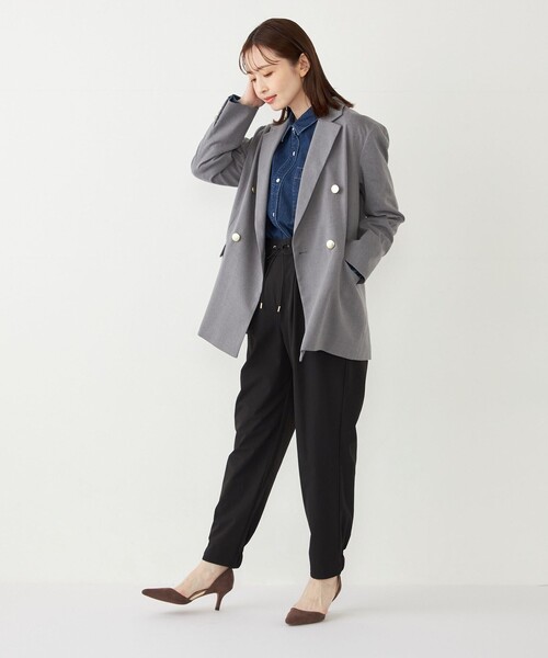 SHIPS Colors(シップス カラーズ)の「SHIPS Colors:〈手洗い可能〉ナイロン ストレッチ イージーパンツ2(その他パンツ・レディース・ブラック/カーキ・ONE SIZE)」の7枚目の写真