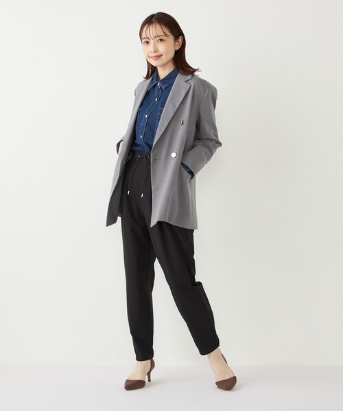 SHIPS Colors(シップス カラーズ)の「SHIPS Colors:〈手洗い可能〉ナイロン ストレッチ イージーパンツ2(その他パンツ・レディース・ブラック/カーキ・ONE SIZE)」の8枚目の写真
