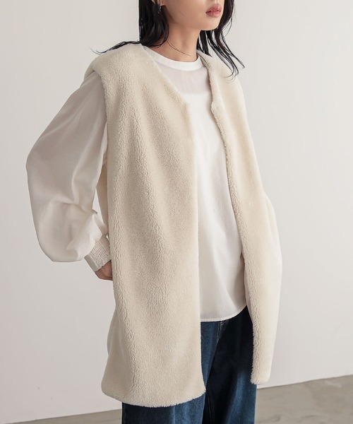 for/c(フォーシー)の「ボアベスト【サスティナブル】(ベスト・レディース・ブラウン/アイボリー・L/M)」の18枚目の写真
