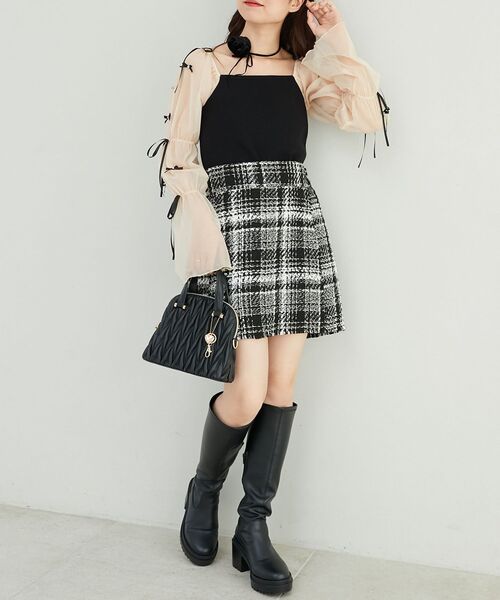 MAJESTIC LEGON(マジェスティックレゴン)の「チュールリボンスリーブニット(ニット/セーター・レディース・ブラック/アイボリー/ピンクベージュ・MEDIUM)」の18枚目の写真