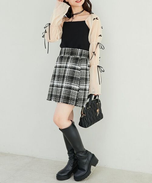MAJESTIC LEGON(マジェスティックレゴン)の「チュールリボンスリーブニット(ニット/セーター・レディース・ブラック/アイボリー/ピンクベージュ・MEDIUM)」の19枚目の写真