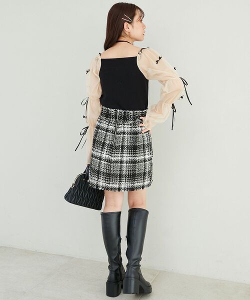 MAJESTIC LEGON(マジェスティックレゴン)の「チュールリボンスリーブニット(ニット/セーター・レディース・ブラック/アイボリー/ピンクベージュ・MEDIUM)」の20枚目の写真