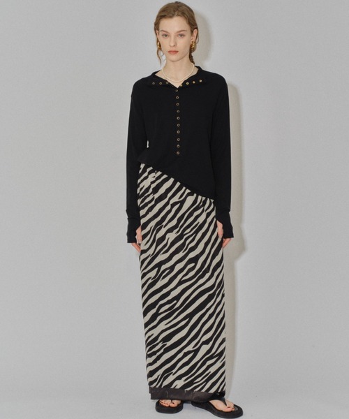 yae（ヤエ）の「Animal pattern skirt / アニマルパターンスカート（スカート・レディース・ダークブラウン/ホワイト×ブラック・38/36）」の20枚目の写真