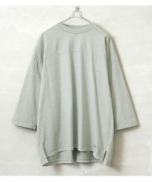 製品染め 7分袖 SUPER BIG FOOTBALL TEE