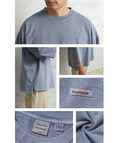 WAIPER.inc(ワイパーインク)の「製品染め 7分袖 SUPER BIG FOOTBALL TEE(Tシャツ/カットソー・メンズ・グレイッシュベージュ/グリーン系その他/ネイビー/チャコールグレー・S/M/L/XL)」の8枚目の写真